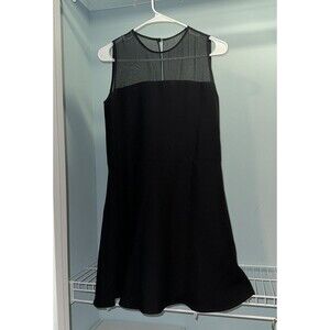 Adrienne Vittadini Black A-Line Dress – Illusion Neck Size 4 – Elegant & Classic